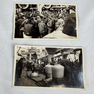 Vintage Navy Military War Photos Sailors Crew Men Aboard Ship On Deck